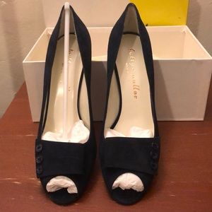 Bettye Muller navy open toe pumps